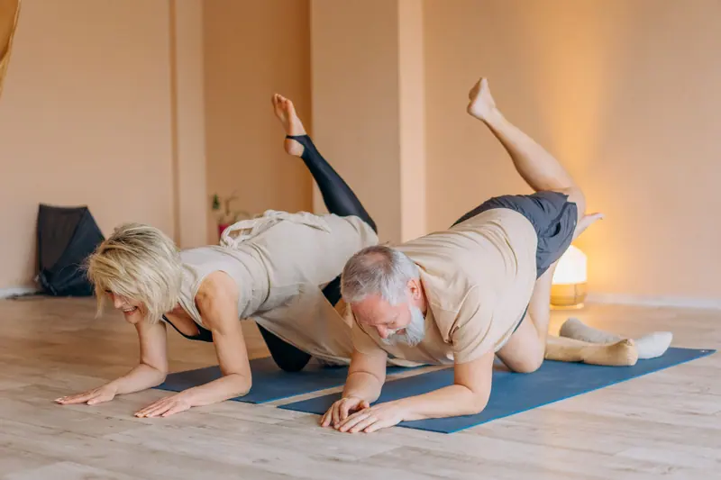 Patients doing floor exercises