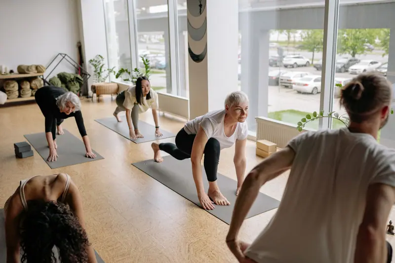 The group stretching class