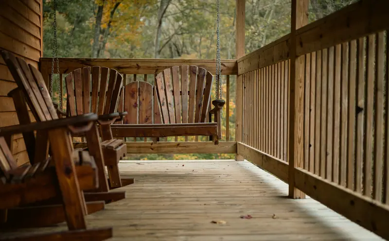 The back porch swing with fall color