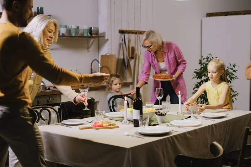 Family helping get supper ready