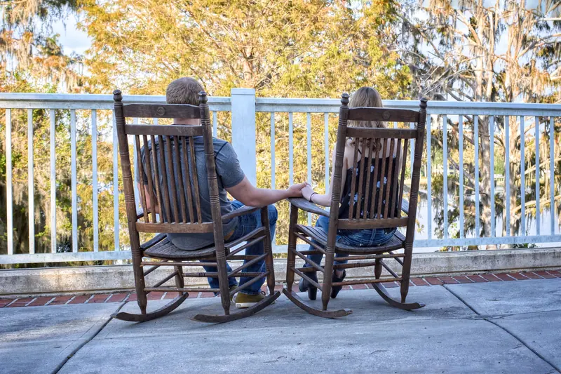 Rocking chairs on the long porch