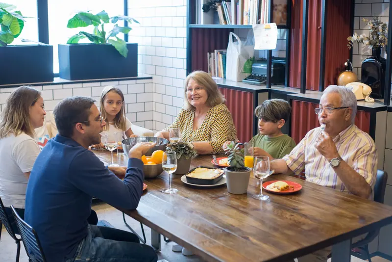 Family sharing Sunday dinner