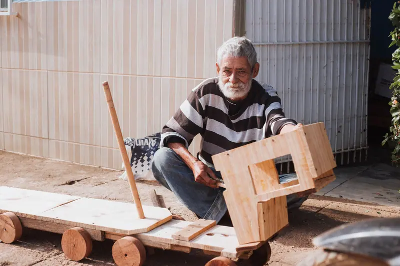 Carving wooden toys for the grandchildren