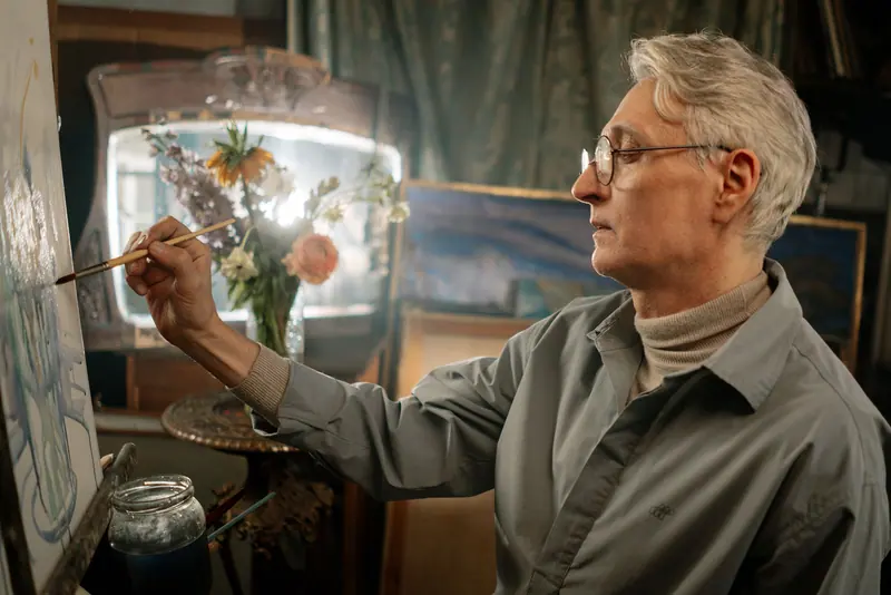 A resident at work in the art studio