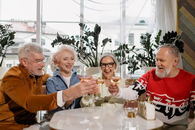 Friends toasting at a holiday get-together