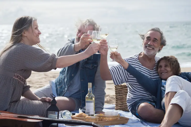 A picnic on the beach in late summer