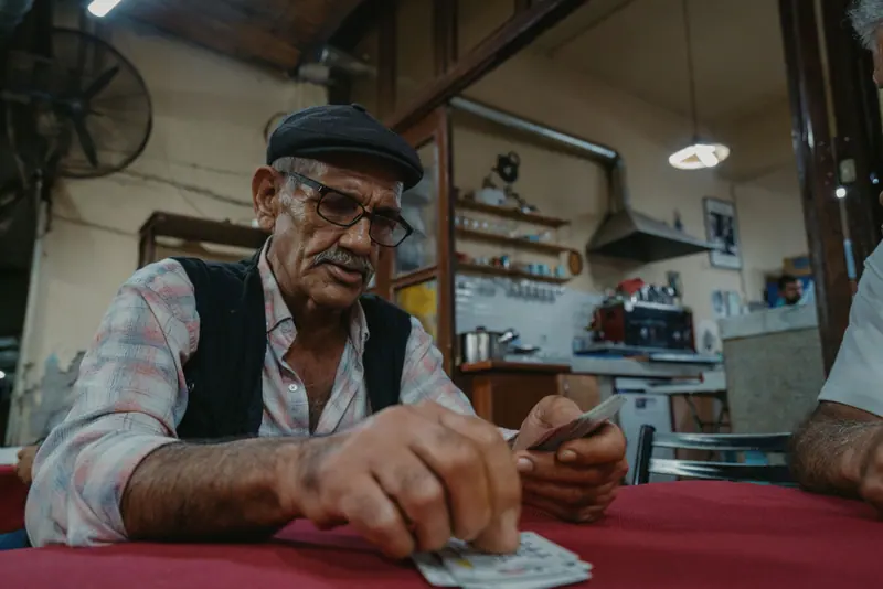 A resident deep in a card game